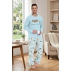 image:imageMens Pajama Set Long Sleeve Shirts and Pants Soft Comfy Pjs Print SleepwearFp Light Blue Cat