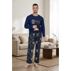 image:imageMens Pajama Set Long Sleeve Shirts and Pants Soft Comfy Pjs Print SleepwearFp Navy Blue Bear