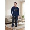 image:imageMens Pajama Set Long Sleeve Shirts and Pants Soft Comfy Pjs Print SleepwearFp Navy Blue Bear