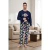 image:imageMens Pajama Set Long Sleeve Shirts and Pants Soft Comfy Pjs Print SleepwearFp Navy Blue Dinosaur