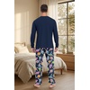 image:imageMens Pajama Set Long Sleeve Shirts and Pants Soft Comfy Pjs Print SleepwearFp Navy Blue Dinosaur