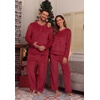 image:imagePrinStory Couples Matching Fleece Pajama Set for Women amp Men Warm SleepwearDark Red