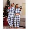 image:imagePrinStory Couples Matching Fleece Pajama Set for Women amp Men Warm SleepwearFp Dark Blue Plaid