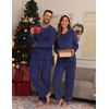image:imagePrinStory Couples Matching Fleece Pajama Set for Women amp Men Warm SleepwearNavy Blue
