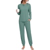 image:imagePrinStory Womens Pajamas Set Soft Long Sleeve Sleepwear S2XLC Haze Blue