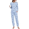 image:imagePrinStory Womens Pajamas Set Soft Long Sleeve Sleepwear S2XLFp Blue Star Moon