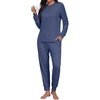 image:imagePrinStory Womens Pajamas Set Soft Long Sleeve Sleepwear S2XLC Gray Blue