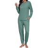 image:imagePrinStory Womens Pajamas Set Soft Long Sleeve Sleepwear S2XLC Haze Blue