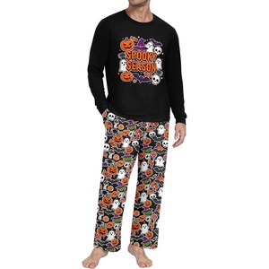 image:imageMens Pajama Set Long Sleeve Shirts and Pants Soft Comfy Pjs Print Sleepwear00 Fp Black Pumpkin