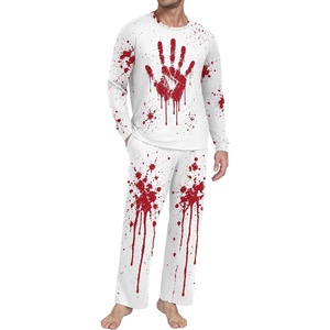 image:imageMens Pajama Set Long Sleeve Shirts and Pants Soft Comfy Pjs Print Sleepwear09 Fp Red Print Handwhite