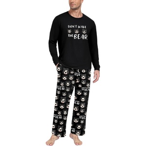 image:imageMens Pajama Set Long Sleeve Shirts and Pants Soft Comfy Pjs Print SleepwearFp Dw Black Brown Bear