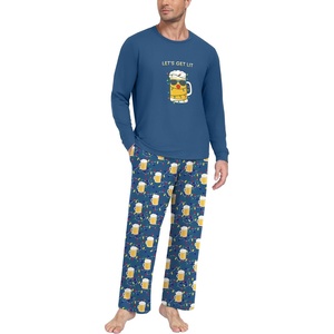 image:imageMens Pajama Set Long Sleeve Shirts and Pants Soft Comfy Pjs Print SleepwearFp Dw Blue Beer