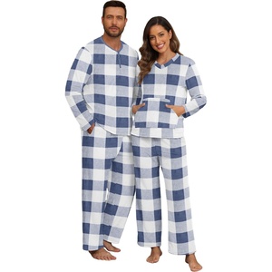 image:imagePrinStory Couples Matching Fleece Pajama Set for Women amp Men Warm SleepwearFp Dark Blue Plaid
