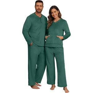 image:imagePrinStory Couples Matching Fleece Pajama Set for Women amp Men Warm SleepwearGreen