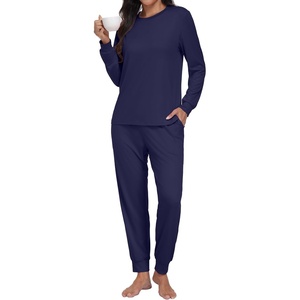 image:imagePrinStory Womens Pajamas Set Soft Long Sleeve Sleepwear S2XLNavy Blue