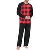 image:imageMens Pajamas Set Shirt and Pants Relaxed Fit Soft Fall Loungewear Sleepwear0black Red Plaid