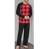 image:imageMens Pajamas Set Shirt and Pants Relaxed Fit Soft Fall Loungewear Sleepwear0black Red Plaid