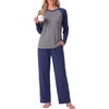 image:imageMens Pajamas Set Shirt and Pants Relaxed Fit Soft Fall Loungewear Sleepwear0navy Blue