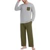 image:imageMens Pajamas Set Shirt and Pants Relaxed Fit Soft Fall Loungewear SleepwearArmy Green Light Gy