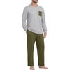 image:imageMens Pajamas Set Shirt and Pants Relaxed Fit Soft Fall Loungewear SleepwearArmy Green Light Gy