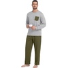 image:imageMens Pajamas Set Shirt and Pants Relaxed Fit Soft Fall Loungewear SleepwearArmy Green Light Gy
