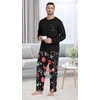 image:imageMens Pajamas Set Shirt and Pants Relaxed Fit Soft Fall Loungewear SleepwearBlack Christmas Gift