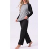 image:imageMens Pajamas Set Shirt and Pants Relaxed Fit Soft Fall Loungewear SleepwearBlack Gray