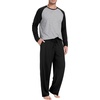 image:imageMens Pajamas Set Shirt and Pants Relaxed Fit Soft Fall Loungewear SleepwearBlack Gray