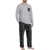 image:imageMens Pajamas Set Shirt and Pants Relaxed Fit Soft Fall Loungewear SleepwearBlack Star Moon
