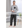 image:imageMens Pajamas Set Shirt and Pants Relaxed Fit Soft Fall Loungewear SleepwearBlack Star Moon