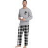 image:imageMens Pajamas Set Shirt and Pants Relaxed Fit Soft Fall Loungewear SleepwearBlack White Plaid
