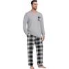 image:imageMens Pajamas Set Shirt and Pants Relaxed Fit Soft Fall Loungewear SleepwearBlack White Plaid