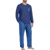 image:imageMens Pajamas Set Shirt and Pants Relaxed Fit Soft Fall Loungewear SleepwearBlue Cat