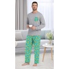 image:imageMens Pajamas Set Shirt and Pants Relaxed Fit Soft Fall Loungewear SleepwearBlue Green Banana