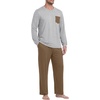 image:imageMens Pajamas Set Shirt and Pants Relaxed Fit Soft Fall Loungewear SleepwearBrown Light Gray