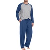 image:imageMens Pajamas Set Shirt and Pants Relaxed Fit Soft Fall Loungewear SleepwearC Dark Blue