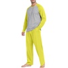 image:imageMens Pajamas Set Shirt and Pants Relaxed Fit Soft Fall Loungewear SleepwearC Fluorescent Yellow