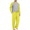 image:imageMens Pajamas Set Shirt and Pants Relaxed Fit Soft Fall Loungewear SleepwearC Fluorescent Yellow