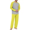 image:imageMens Pajamas Set Shirt and Pants Relaxed Fit Soft Fall Loungewear SleepwearC Fluorescent Yellow