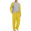 image:imageMens Pajamas Set Shirt and Pants Relaxed Fit Soft Fall Loungewear SleepwearC Mustard