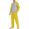 image:imageMens Pajamas Set Shirt and Pants Relaxed Fit Soft Fall Loungewear SleepwearC Mustard