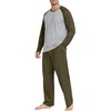 image:imageMens Pajamas Set Shirt and Pants Relaxed Fit Soft Fall Loungewear SleepwearC Olive Green