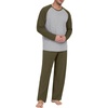 image:imageMens Pajamas Set Shirt and Pants Relaxed Fit Soft Fall Loungewear SleepwearC Olive Green