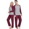 image:imageMens Pajamas Set Shirt and Pants Relaxed Fit Soft Fall Loungewear SleepwearC Wine Red