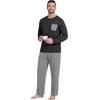 image:imageMens Pajamas Set Shirt and Pants Relaxed Fit Soft Fall Loungewear SleepwearDark Gray Black