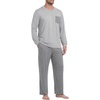 image:imageMens Pajamas Set Shirt and Pants Relaxed Fit Soft Fall Loungewear SleepwearDark Gray Light Gray