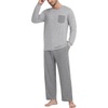image:imageMens Pajamas Set Shirt and Pants Relaxed Fit Soft Fall Loungewear SleepwearDark Gray Light Gray