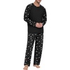 image:imageMens Pajamas Set Shirt and Pants Relaxed Fit Soft Fall Loungewear SleepwearFp Black Star Moon