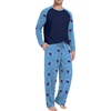 image:imageMens Pajamas Set Shirt and Pants Relaxed Fit Soft Fall Loungewear SleepwearFp Blue Sea Fish