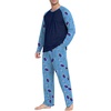 image:imageMens Pajamas Set Shirt and Pants Relaxed Fit Soft Fall Loungewear SleepwearFp Blue Sea Fish